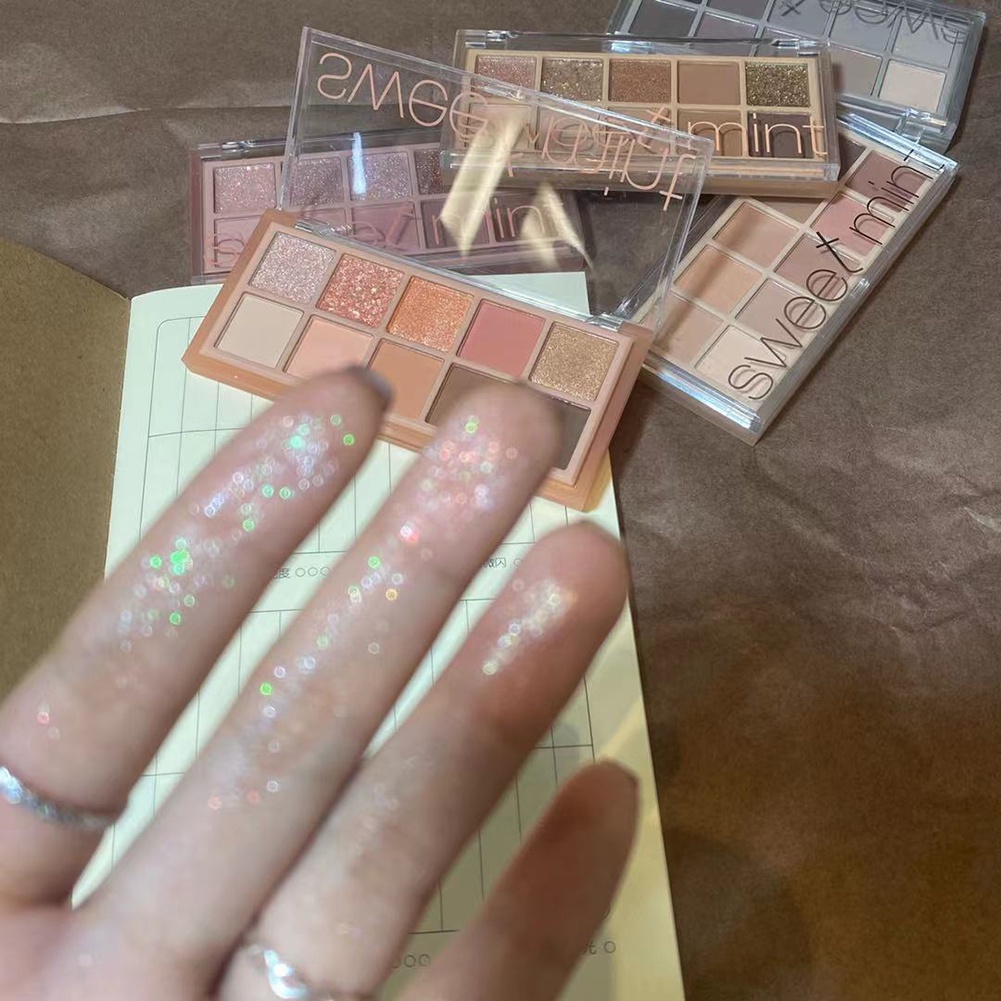 [Hàng mới về] Bảng Phấn Mắt Sweet Mint 10 Màu Kim Tuyến Ngọc Trai Lấp Lánh Kk | BigBuy360 - bigbuy360.vn