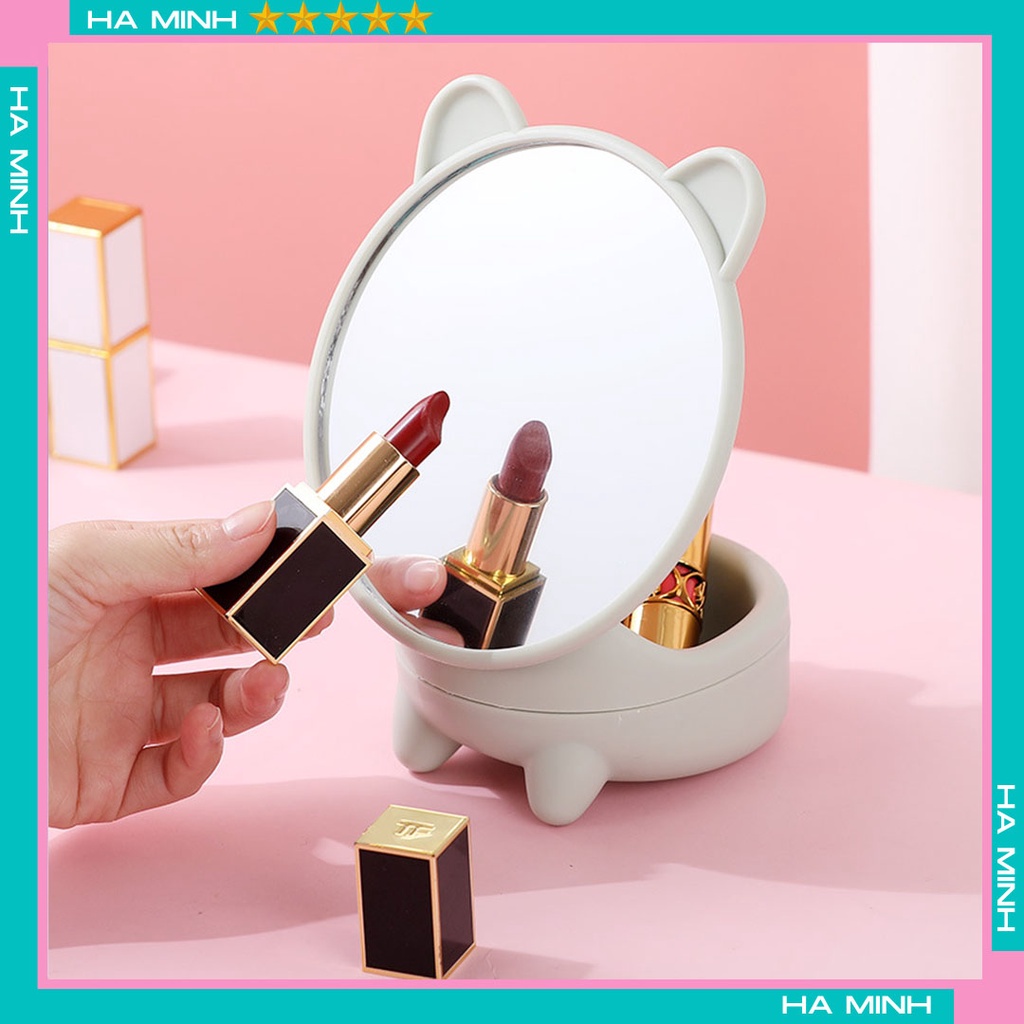 Gương Trang Điểm Mèo Con Có Khay Đựng Đồ Kute Dễ Thương