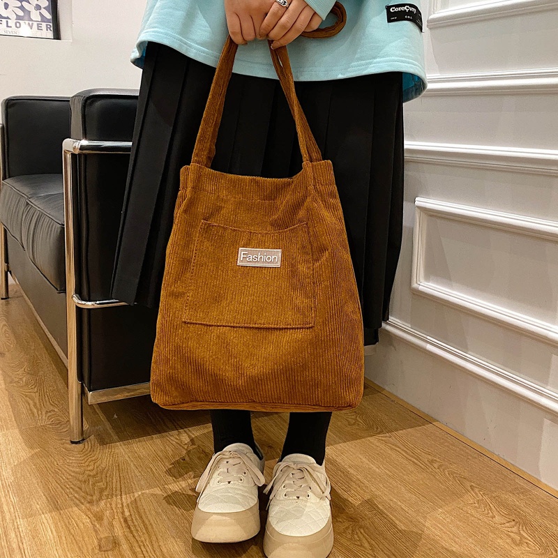 Túi Xách Tote Vải Nhung Mềm Cỡ Lớn Màu Trơn Thời Trang