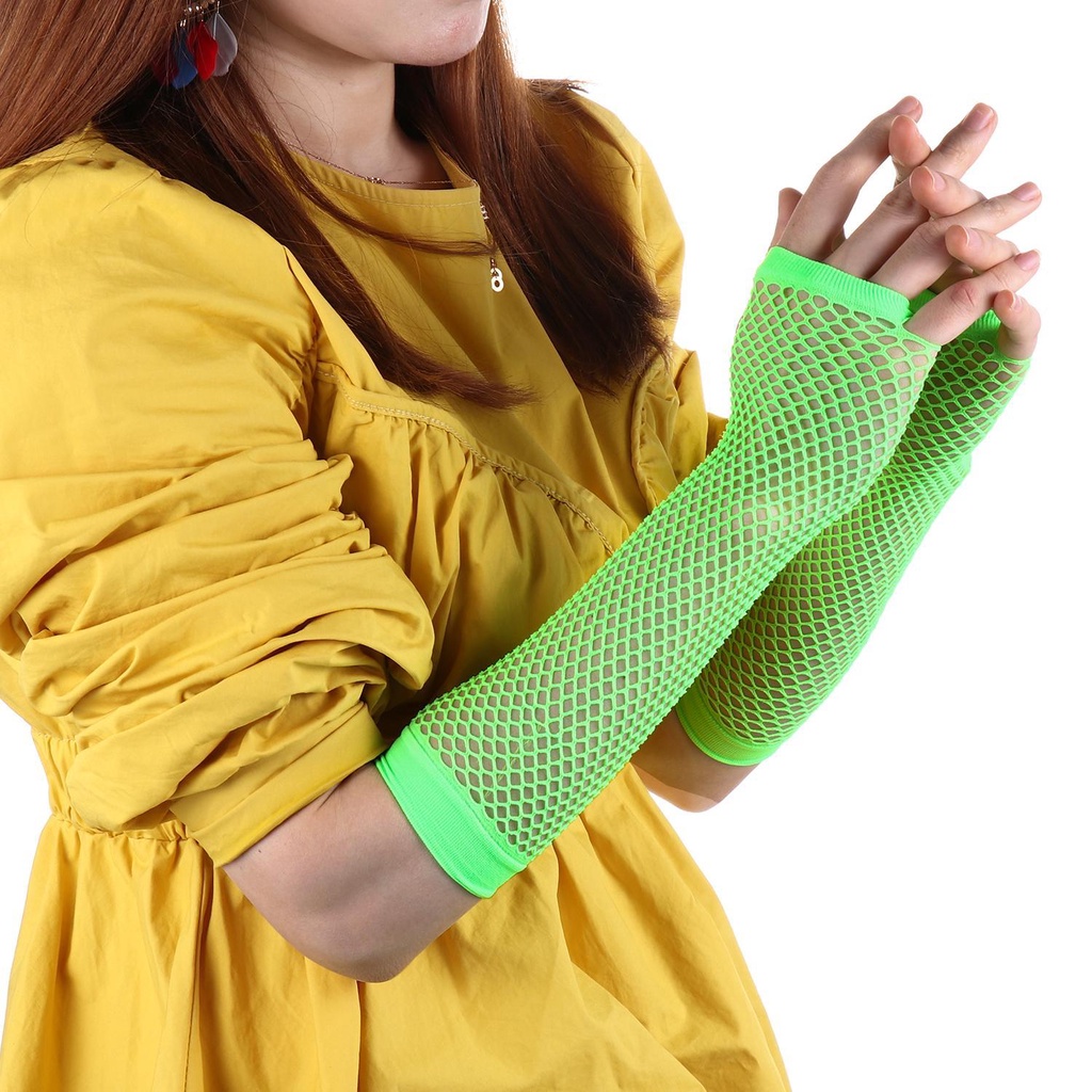 Găng Tay Lưới Cá Hở Ngón Màu Xanh Dương / Đen Thời Trang