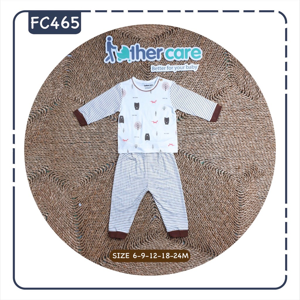 Bộ Quần áo FatherCare Cài vai DT - Gấu trắng và Gấu cáo (Họa tiết - Kẻ) FC434 FC465