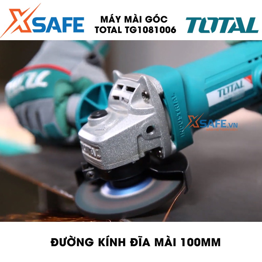 Máy mài cầm tay TOTAL TG1081006 công suất 800W đóng gói trong hộp màu. Máy mài góc điện thế 200-240V - Bảo hành 6 tháng