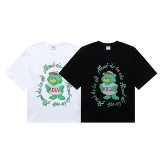 Acmedelavie Men And Women Cotton Green Bear Print Short-sleeved T-shirt Sports Tee