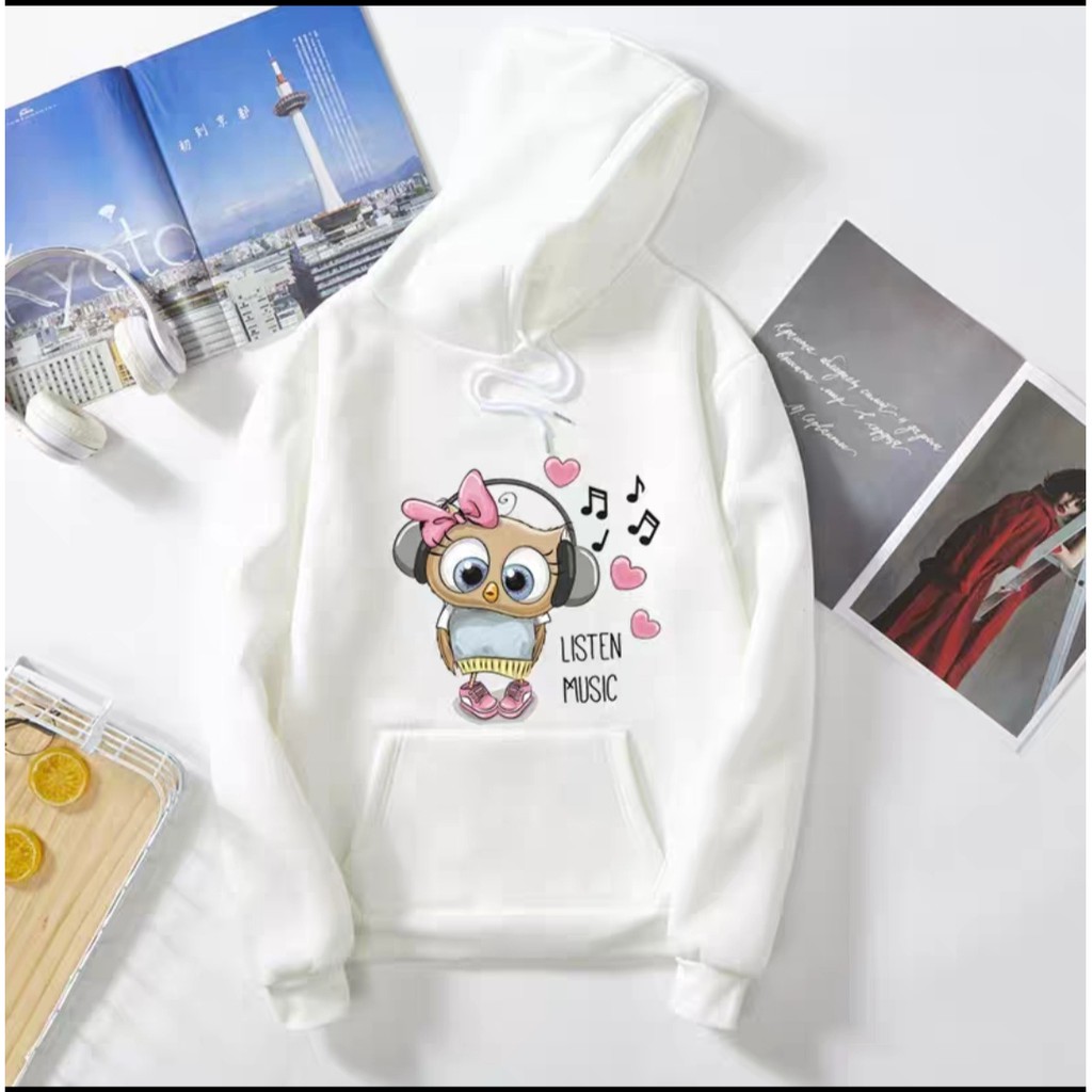 Áo Khoác Hoodie 🚚 FREESHIP 🚚 Áo khoác nỉ hoodie in hình CHIM NGHE NHẠC mũi đỏ chất nỉ dày dặn