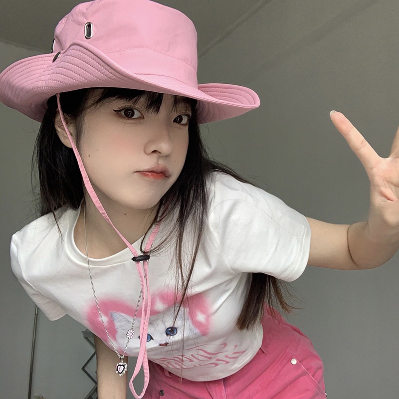 Nón Tai Bèo Unisex Kiểu Dây Rút Phong Cách Hàn Quốc Mới Chất lượng cao thoải mái và vải thoáng khí Mũ Bucket