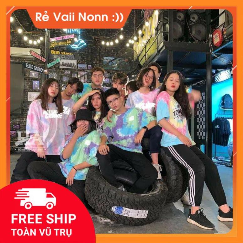 áo phông loang nhóm phản quang (nhận in theo yêu cầu) Áo loang unisex nam nữ tay lỡ nhóm lớp đồng phục phản quang 7 màu | BigBuy360 - bigbuy360.vn