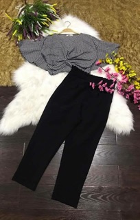 SET CROPTOP XOẮN EO KÈM QUẦN LỬNG