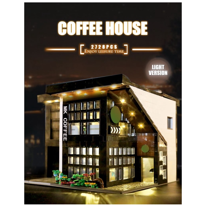 Đồ chơi Lắp ráp Mô hình MOULD KING 16036 Streetview he MOC-45635 Modern Cafe Modular With Led Parts