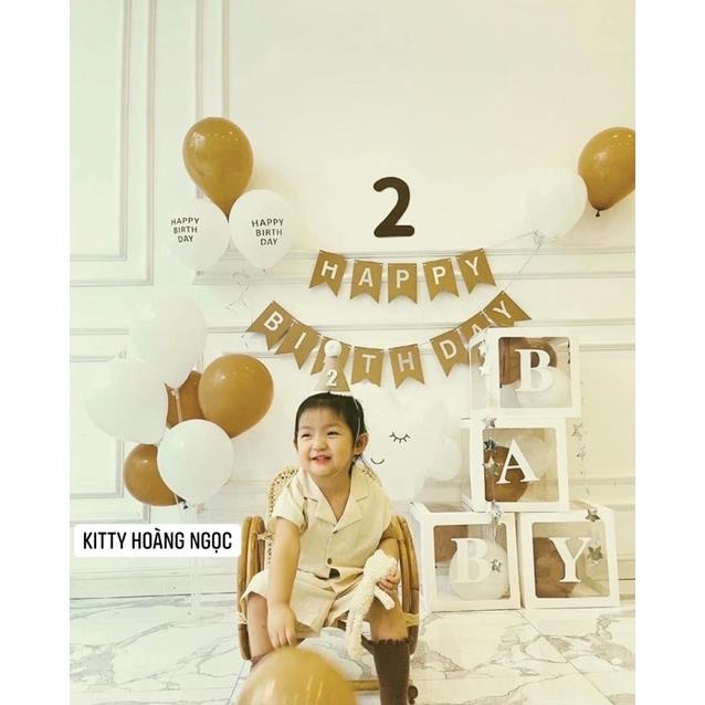Chữ giấy Happy Birthday bìa giấy màu nâu trang trí set sinh nhật Hàn Quốc
