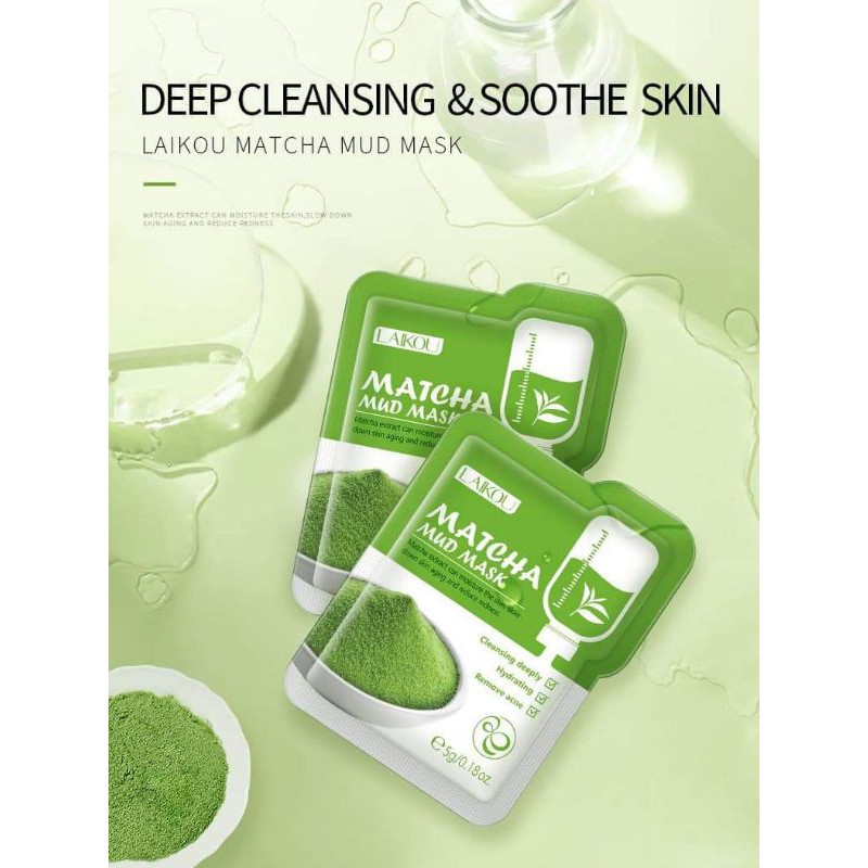 MẶT NẠ BÙN ĐẤT SÉT MATCHA MUD MASK LAIKOU NỘI ĐỊA TRUNG ✅