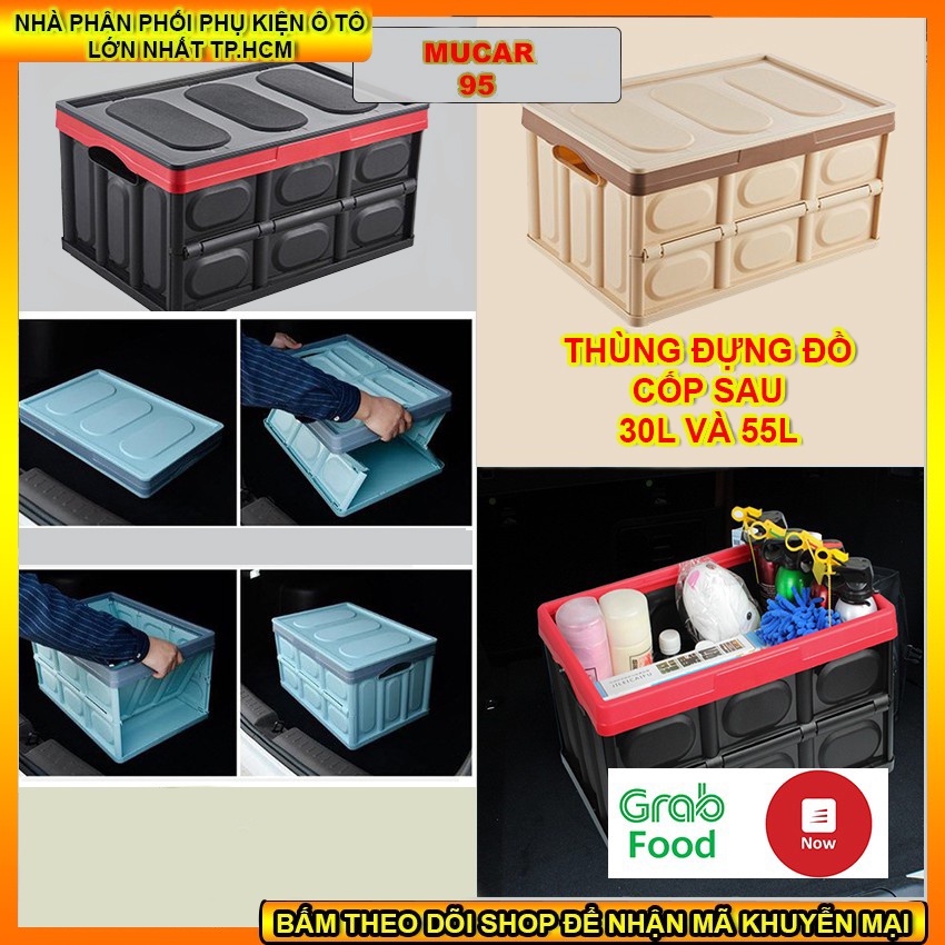 Hộp đựng đồ cốp xe 55 lít có thể gấp gọn chịu sức nặng đến 100kg dùng để đồ cốp sau xe hơi - Thùng đựng quần áo