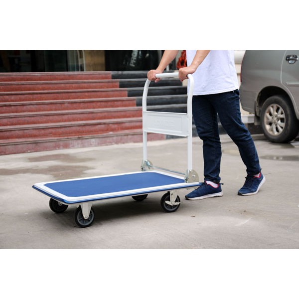 Xe đẩy hàng 4 bánh gấp gọn chở 150 kg-300kg sàn sắt nhập khẩu ADVINDEQ, bánh xe chốt hãm, Bảo hành 1 năm