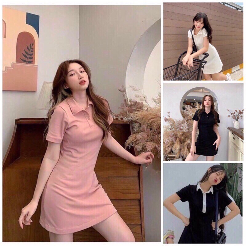 Đầm Polo cổ sơ mi tôn dáng cute