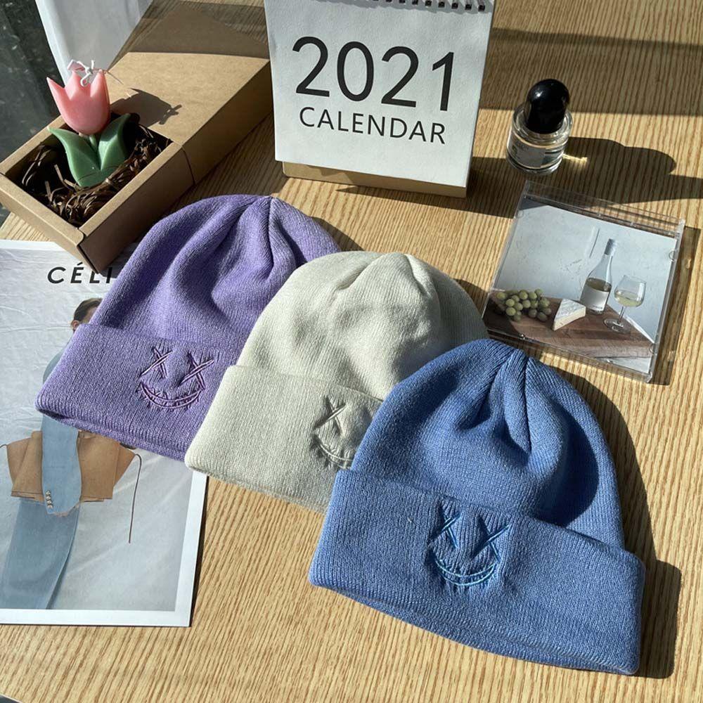 VANES1 Mũ Len Họa Tiết Mặt Cười Vui Nhộn Phong Cách Hàn Quốc Thời Trang Thu Đông Cho Nam