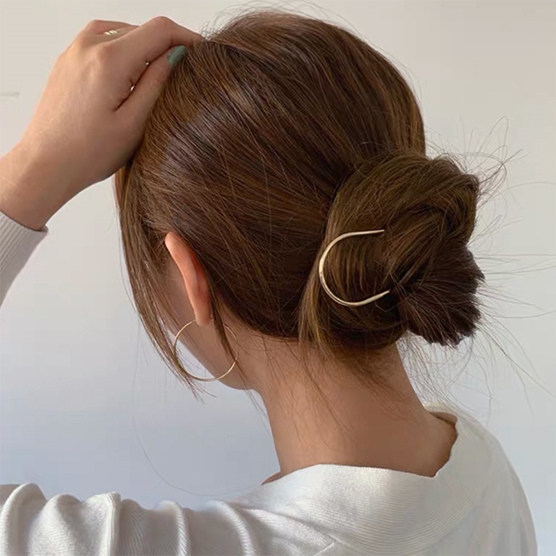 1 Kẹp Tóc Kim Loại Hình Chữ U Đơn Giản Thời Trang Cho Nữ