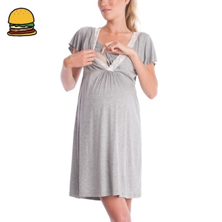 Đầm nữ ngắn tay cổ tròn dáng suông thời trang bà bầu