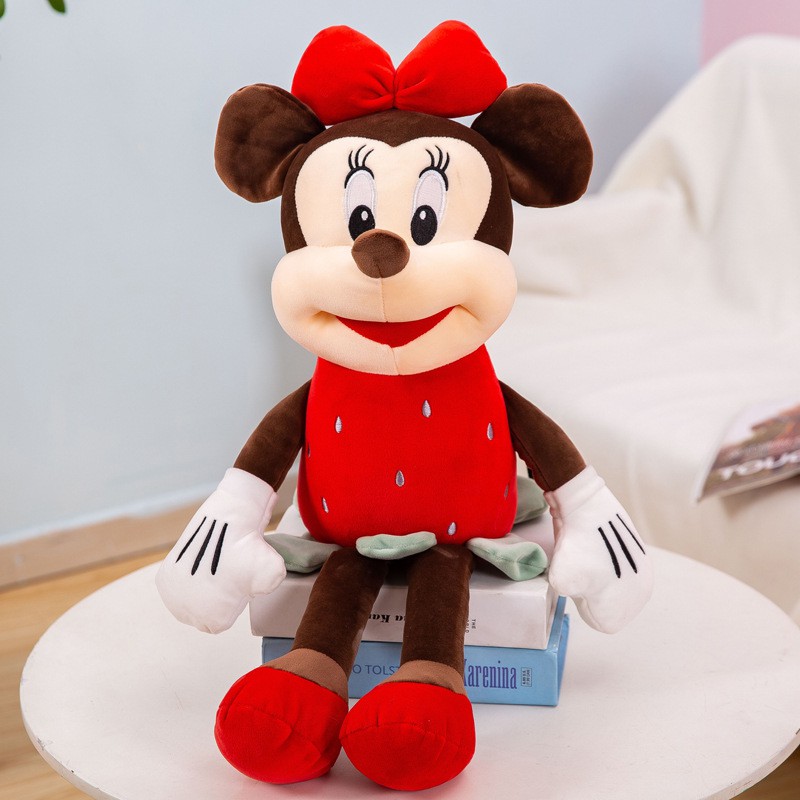 Gấu bông chuột Mickey dâu tây 2 màu đỏ hồng kích thước 40-65-80cm NEOCI