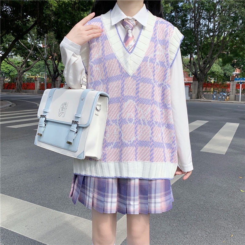 Set áo len không tay và áo sơ mi phong cách trẻ trung hợp thời trang (có bán lẻ)