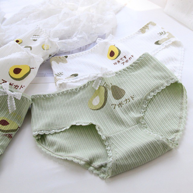 Quần Lót Nữ Cotton gân tăm - Quần Chip Nữ Quả Bơ kháng khuẩn thoáng mát đính nơ tôn vòng 3 gợi cảm - QL Quả Bơ
