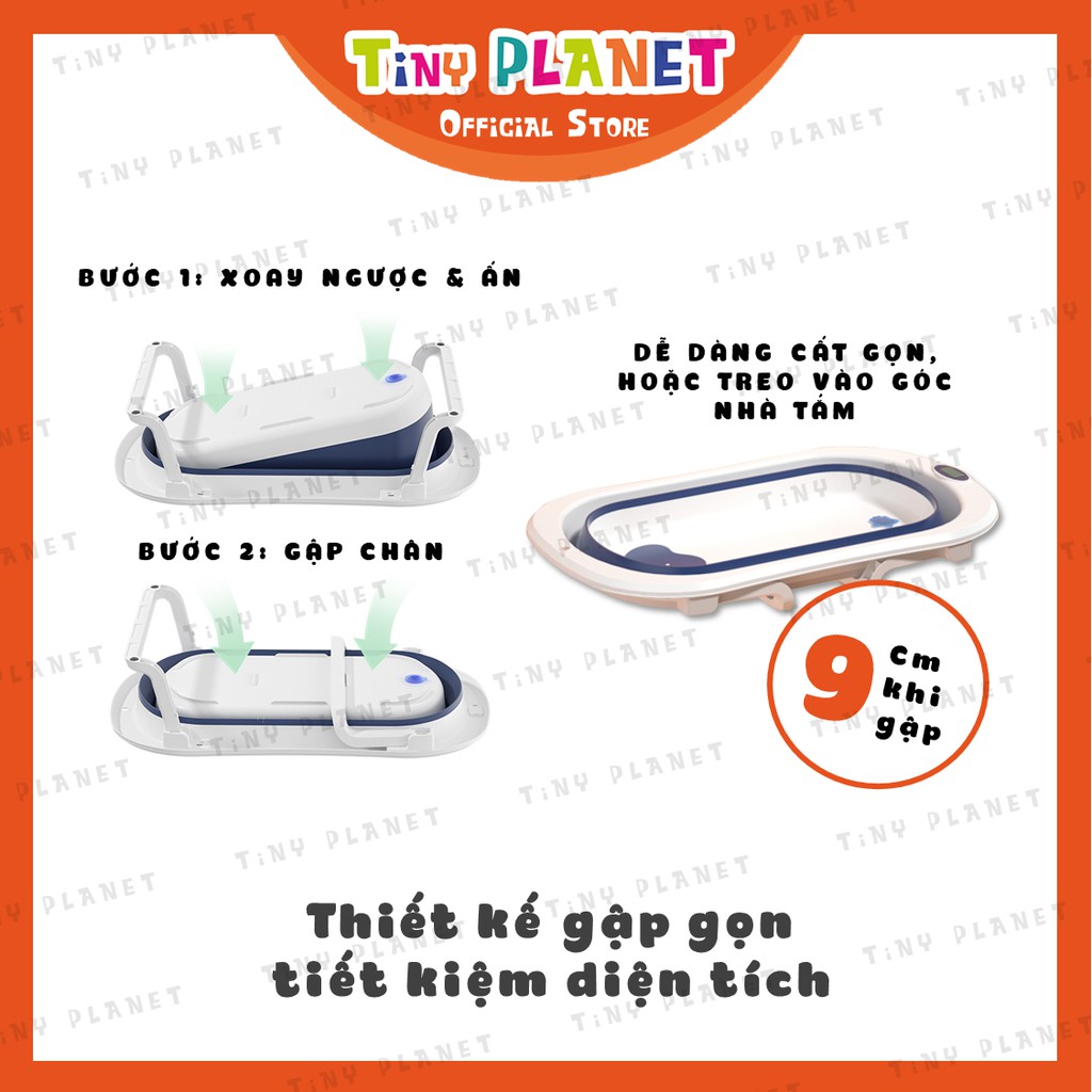 [2 MẪU] Chậu tắm gập gọn kèm nhiệt kế đo nước Tiny Tots cho bé