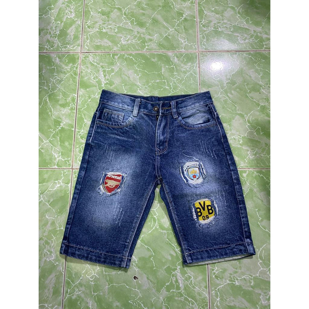 Quần Short Jeans Nam họa tiết rách thời trang cho Fan mê Bóng đá, form ôm vừa phong cách năng động