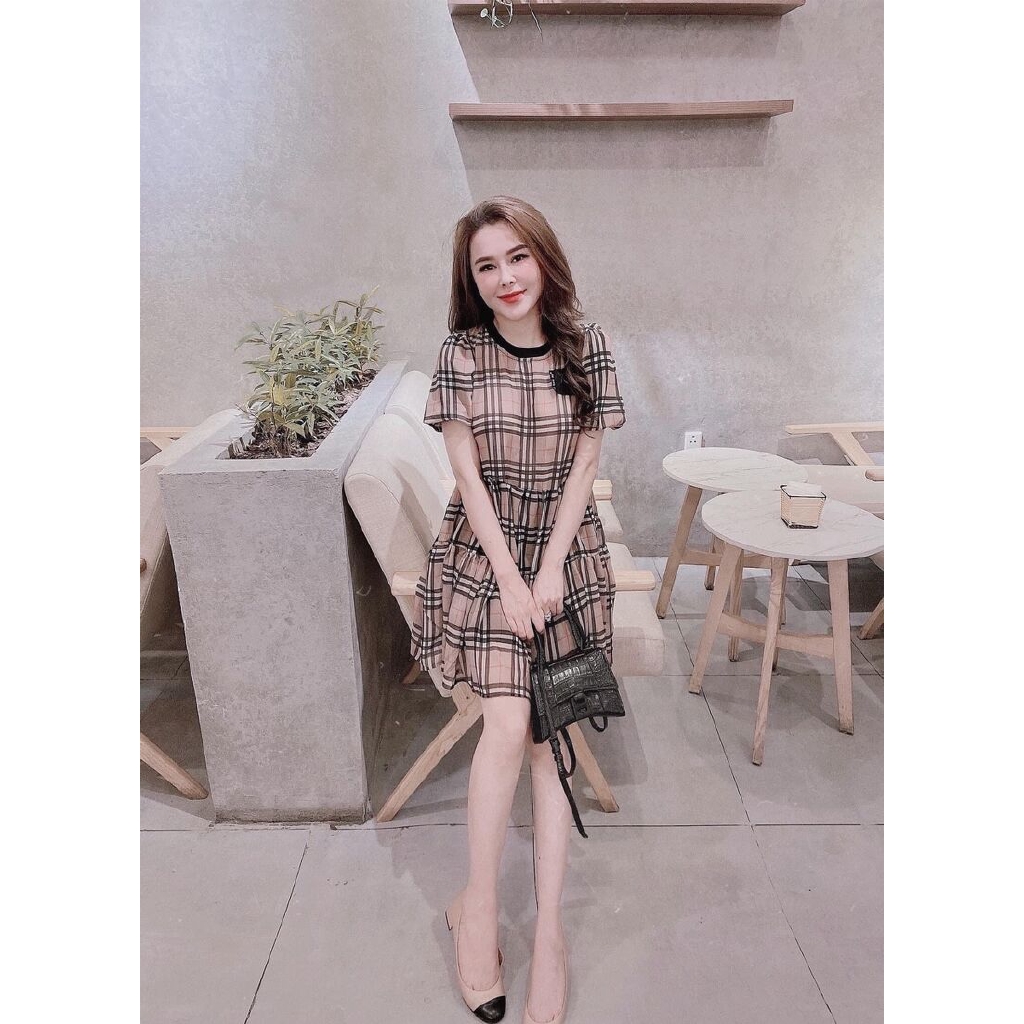 VÁy babydoll kẻ siêu hót