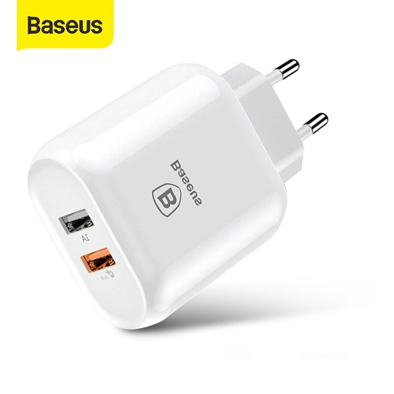 Củ sạc nhanh 3A Baseus Bojure chuôi tròn nhựa ABS cao cấp trang bị 2 cổng Usb tương thích với mọi thiết bị