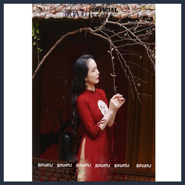 Áo dài cách tân, váy đôi mẹ bé chất đũi tằm mướt nhẹ, đầm màu đỏ diện tết chụp ảnh xuân rất tôn dáng - bavatu. | BigBuy360 - bigbuy360.vn