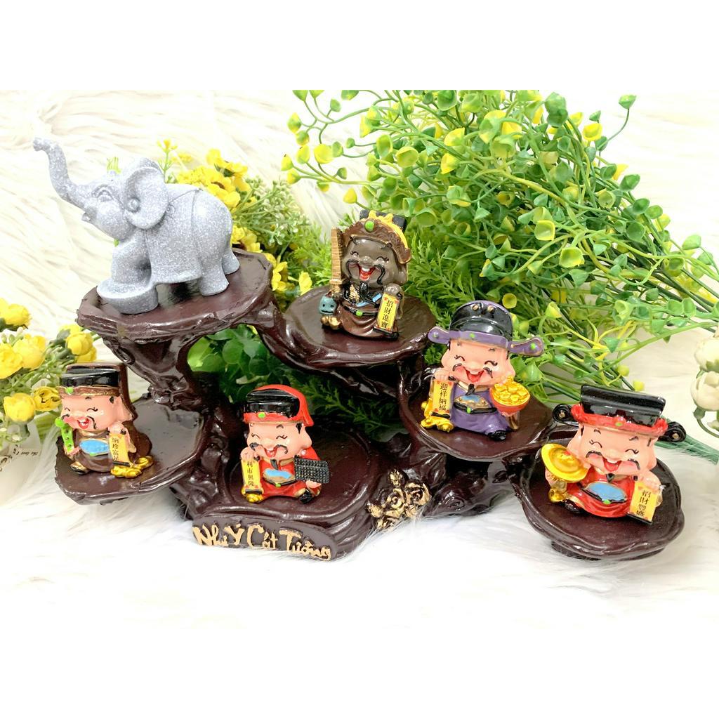 Tượng Ngũ Công Thần Tài và Voi Kim Tiền Tọa Đế Như Ý Cát Tường