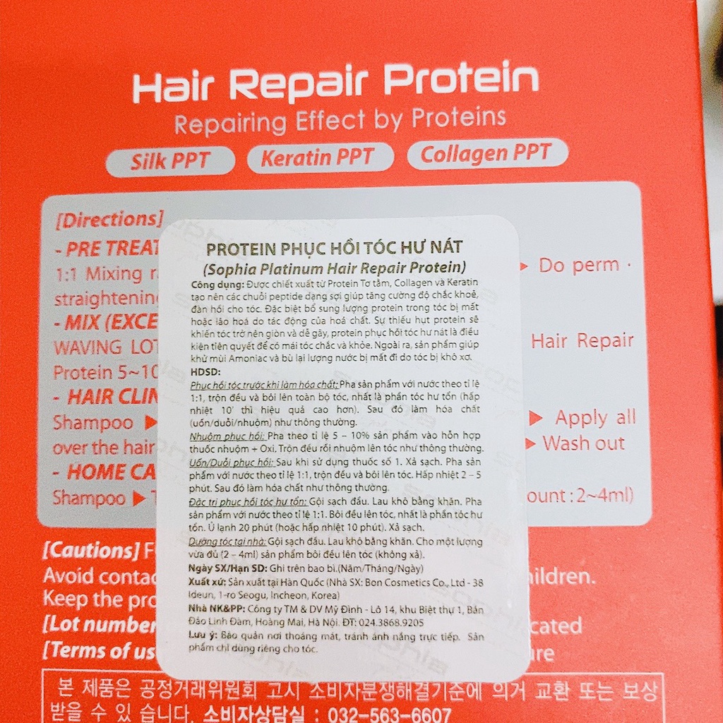 PHỤC HỒI TÓC HƯ NÁT HAIR SOPHIA PROTEIN REPAIR (ống 13ml )