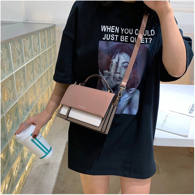 Túi đeo vai IELGY màu sắc tương phản đơn giản thiết kế thời trang cho nữ