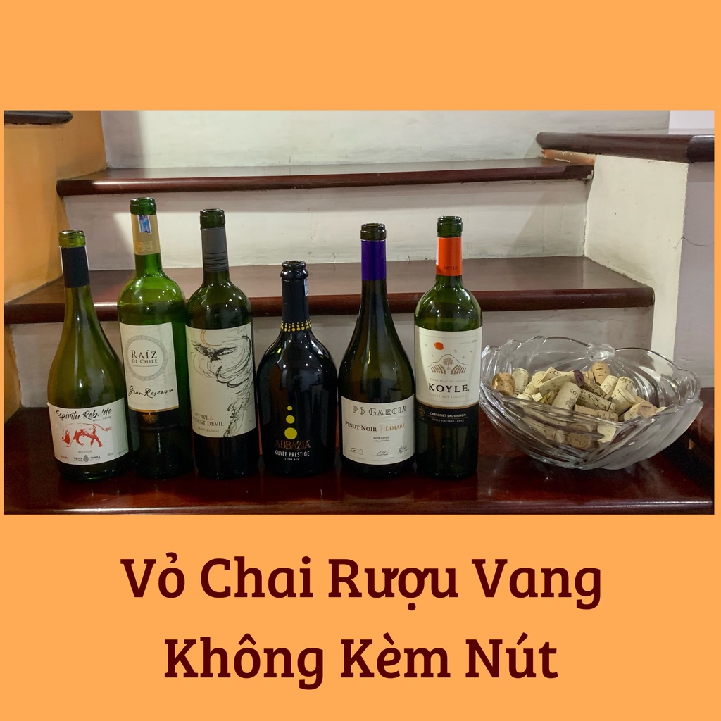 Vỏ chai rượu vang, vỏ chai rượu ngoại trang trí 750ml SHOPRUOUVANGUYTIN.STORE