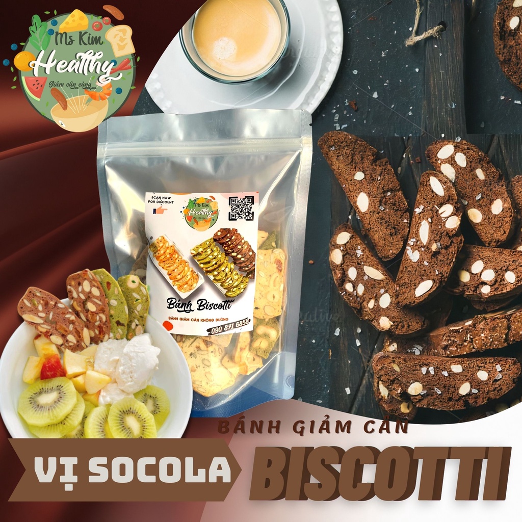 Bánh ăn kiêng, bánh giảm cân không đường, BISCOTTI 3 vị MS.KIM HEALTHY 250gr - Ăn vặt không béo, ít calo | BigBuy360 - bigbuy360.vn