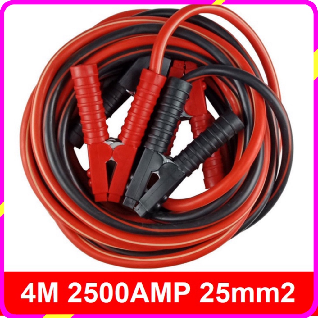 Dây câu bình ắc quy ô tô dòng 2500A, dài 4m, dây nguồn DC 25mm2, sợi đơn đường kính ruột dẫn