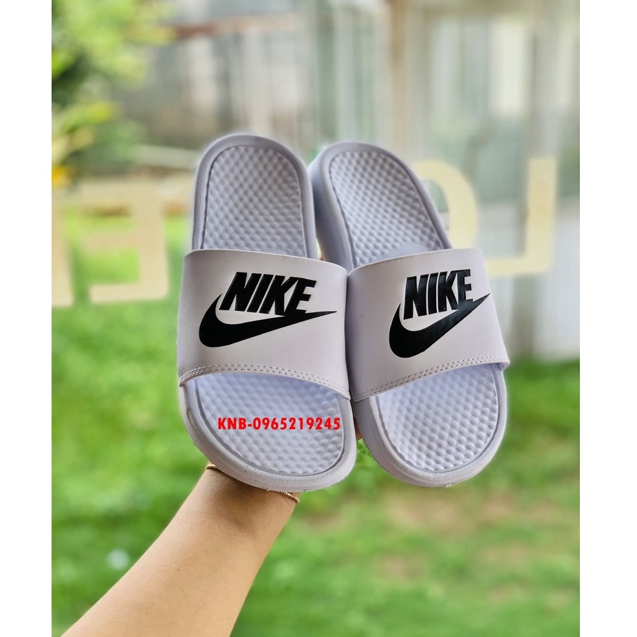Dép nike nam nữ, dép quai ngang nam nữ unisex nike benassi cartoon ❤️FREESHIP + Hộp❤️ màu trắng logo đen