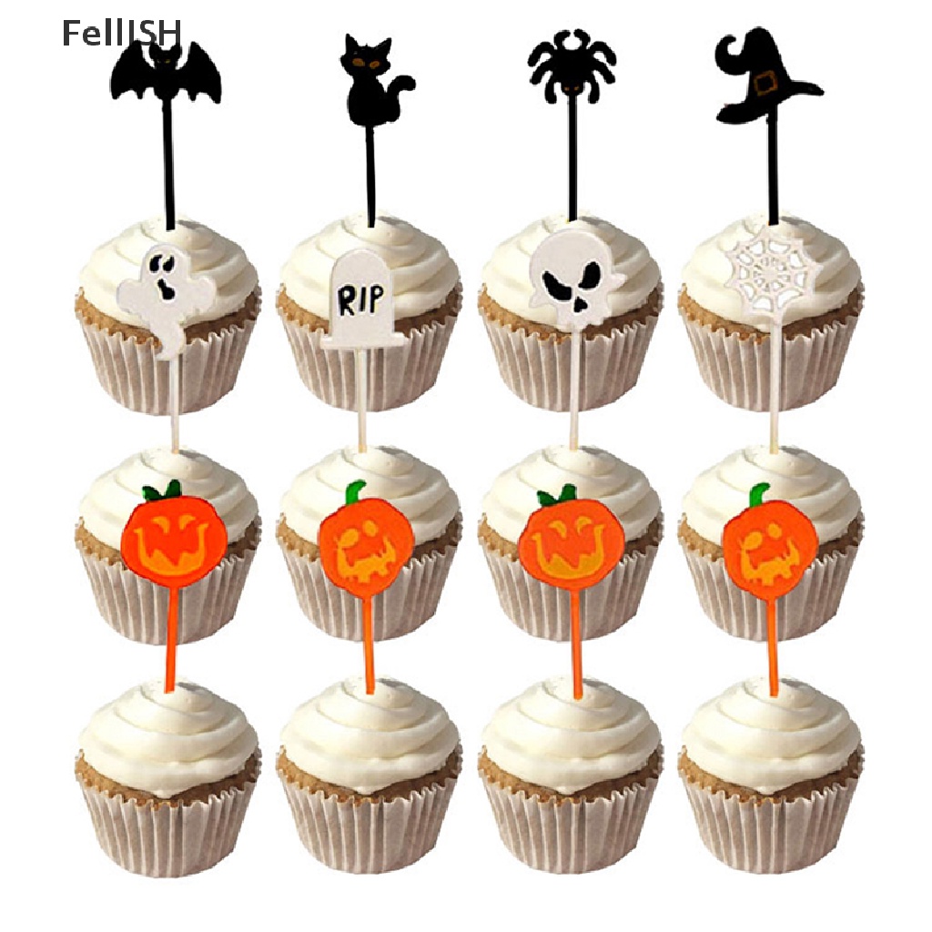 Bộ 10 Tăm Nhựa Trang Trí Bánh Kem Phong Cách Halloween 439br