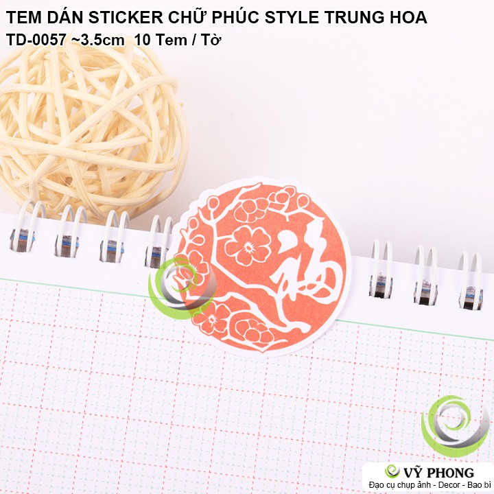 TEM DÁN TRÒN CHỮ PHÚC HỌA TIẾT TRUNG HOA TẾT TRUNG THU STICKER TRANG TRÍ BAO BÌ HỘP QUÀ BÁNH KẸO TD-0057