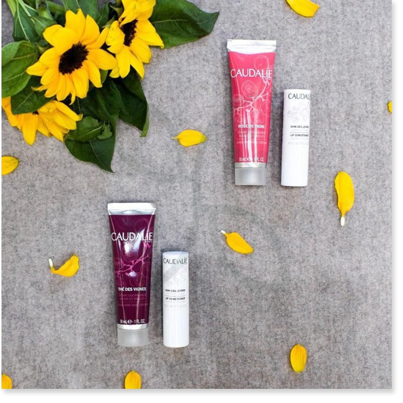 [Mã giảm giá mỹ phẩm chính hãng] Caudalie Hand Cream Travel Trio Set - Bộ Sản Phẩm Kem Tay và Dưỡng Môi Du Lịch Caudalie