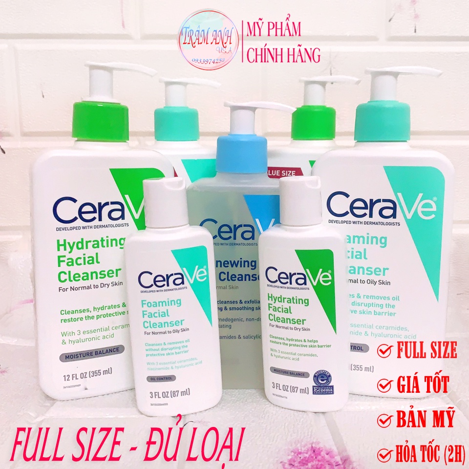 Sữa Rửa Mặt Dịu Nhẹ Cerave Foaming Facial Cleanser ( Da Dầu 355Ml/473Ml )