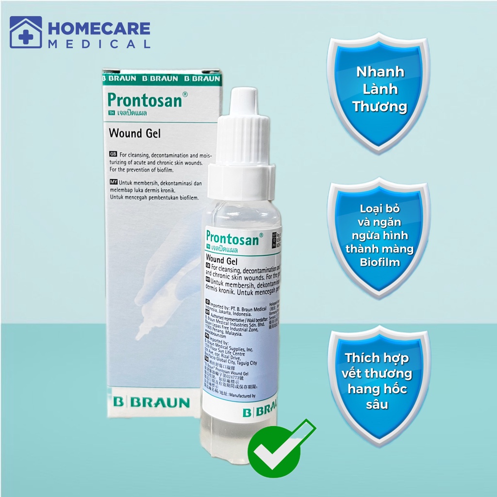 Gel làm mềm, sạch vết thương 💧PRONTOSAN GEL 30ML💧ngăn ngừa màng biofilm, mau lành thương cho vết thương sâu, góc nghách