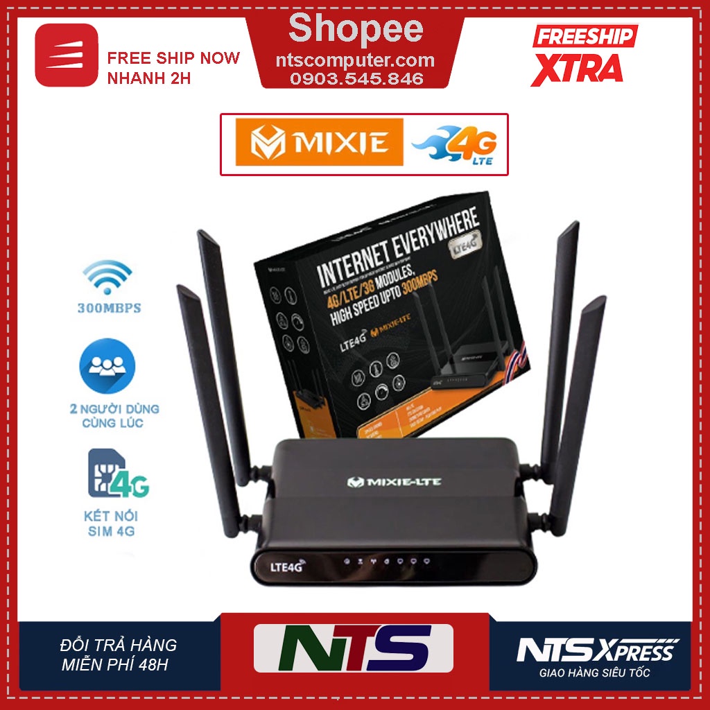 Bộ Phát Wifi 3G/4G Tốc Độ Cao MIXIE-LTE 4 RÂU🌀 Hỗ Trợ Phát Wifi Từ SIM 4G 🌀 INTERNET TRÊN MỌI NẺO ĐƯỜNG