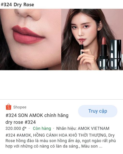 SON AMOK CHÍNH HÃNG HÀN QUỐC màu 324