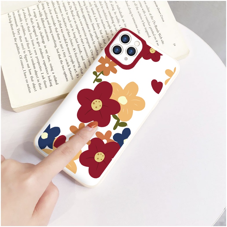 Ốp lưng iphone Hoa lá cạnh vuông chống sốc ốp ip 6splus/7/7plus/8/8plus/x/xr/xs/11/12/pro/max/plus/13promax g65