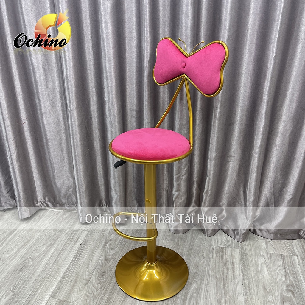 Ghế Bar, Ghế Trang Điểm Chân Mạ Vàng Đậm K1 Cao Cấp Đệm Bọc Da Hoặc Nỉ Có Tựa Nơ Sang Chảnh (Hình Thật Shop Chụp)