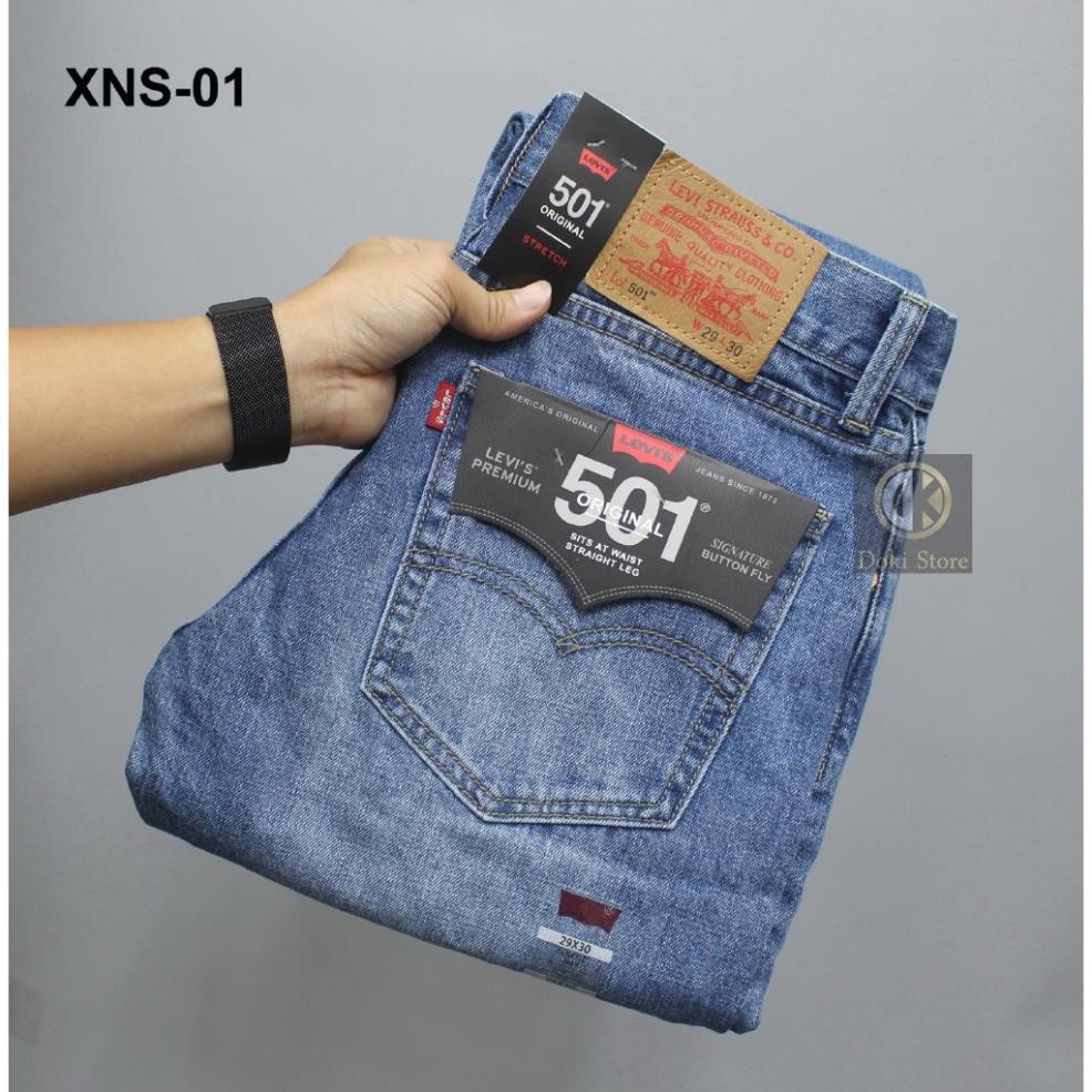 Quần jean nam Xanh đậm nhạt truyền thống, quần jean ống rộng, ống suông, vải mềm ko co giãn - Doki Store XNS-01 ་