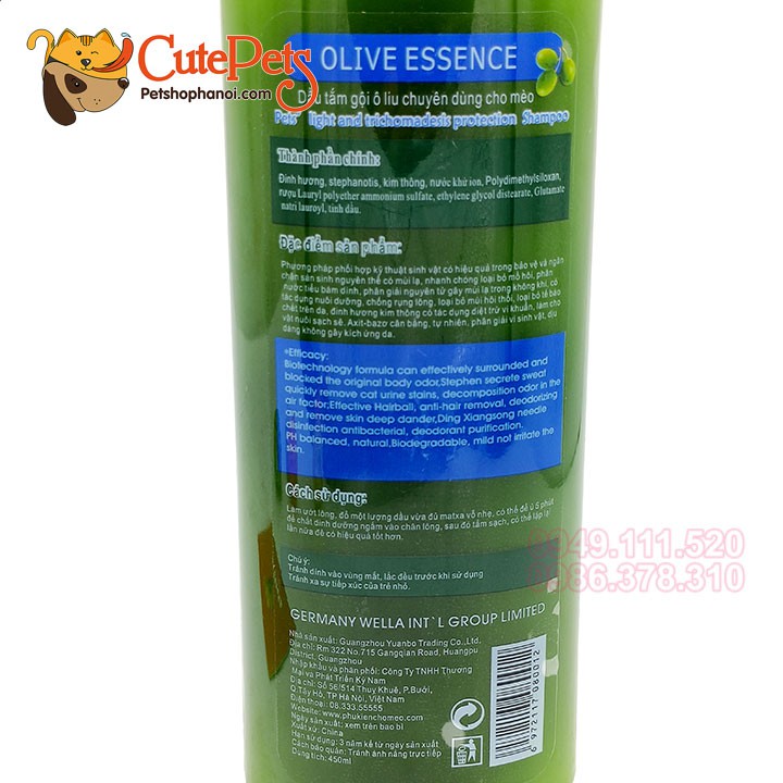 Sữa tắm cho chó mèo Olive Essence 450ml - Phụ kiện thú cưng Hà Nội