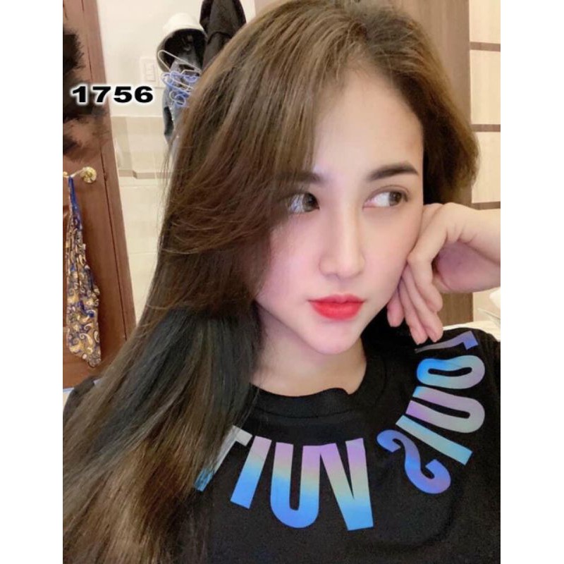 Áo thun in chữ phát sáng 7 màu vòng cổ siêu hot