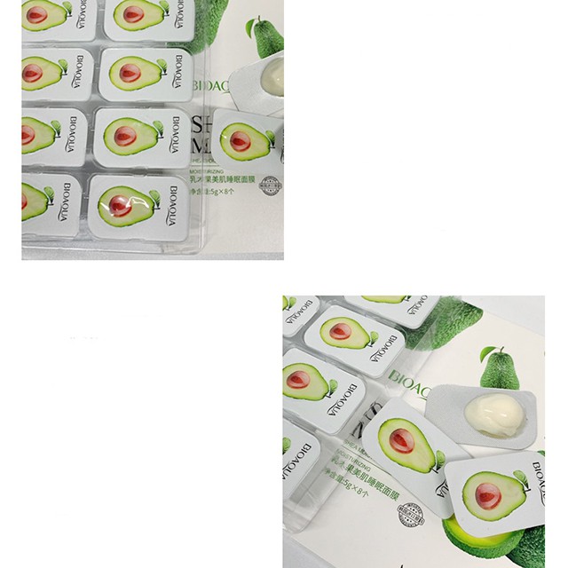 Hộp Mặt Nạ Ngủ Bioaqua Chiết Xuất Qủa Bơ Dưỡng Ẩm Se Khít Lỗ Chân Lông (Hộp 8 Cái)
