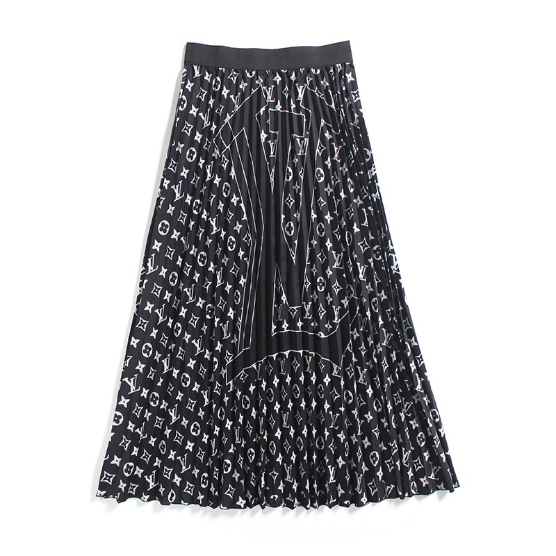 Chân Váy Midi Lưng Thun Xếp Ly In Chữ Thời Trang Mới 2022 Cho Nữ