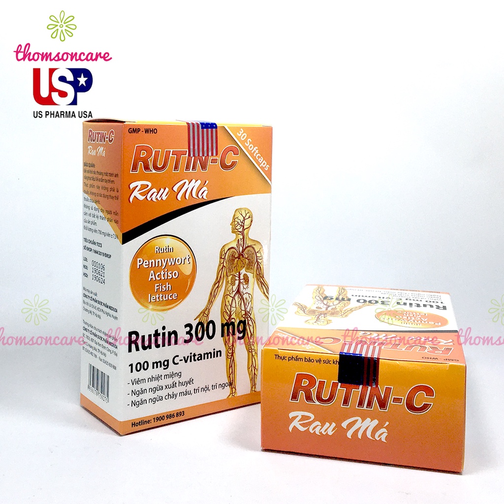 Rutin C rau má hỗ trợ nhuận tràng, giảm táo bón, trĩ Hộp 30 viên, bổ sung thêm cao diếp cá, actiso